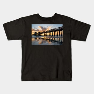 Naples pier at sunset Naples Florida Ripples Kids T-Shirt